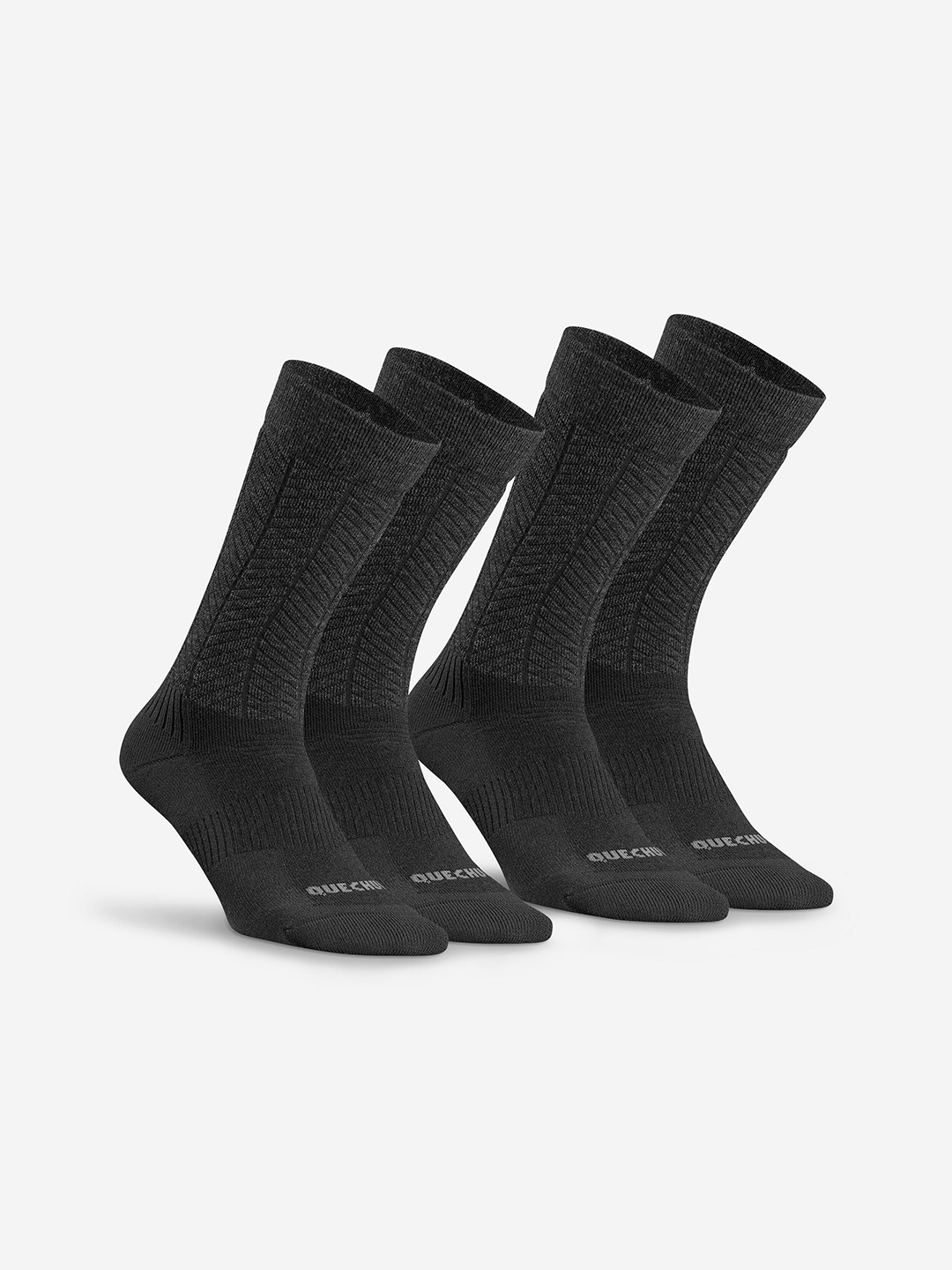 

Quechua By Decathlon Unisex Black Warm Winter Socks Mid Length - Pack Of 2