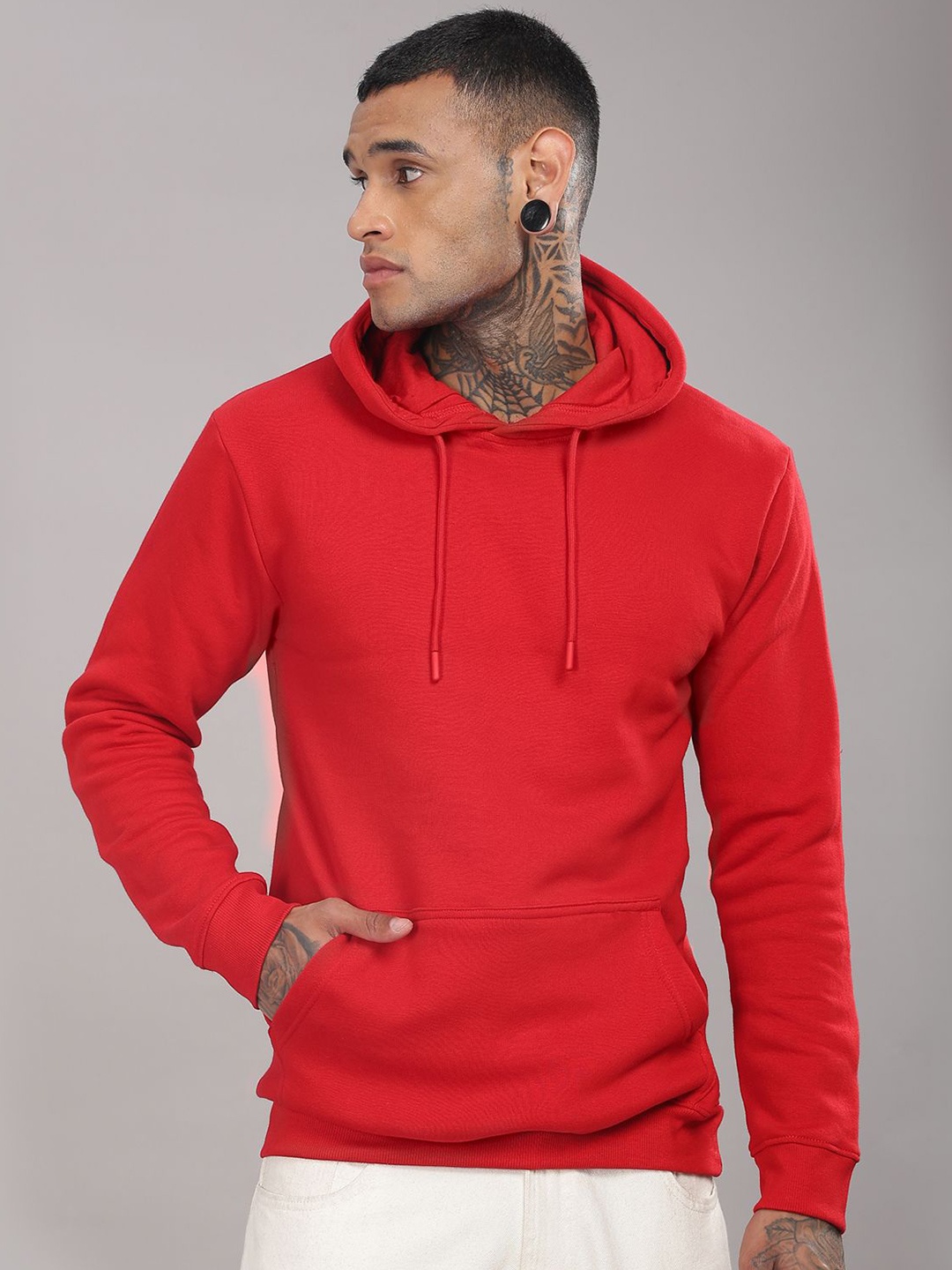 

ADRO Men Cotton Long Sleeves Hooded Sweatshirt, Red