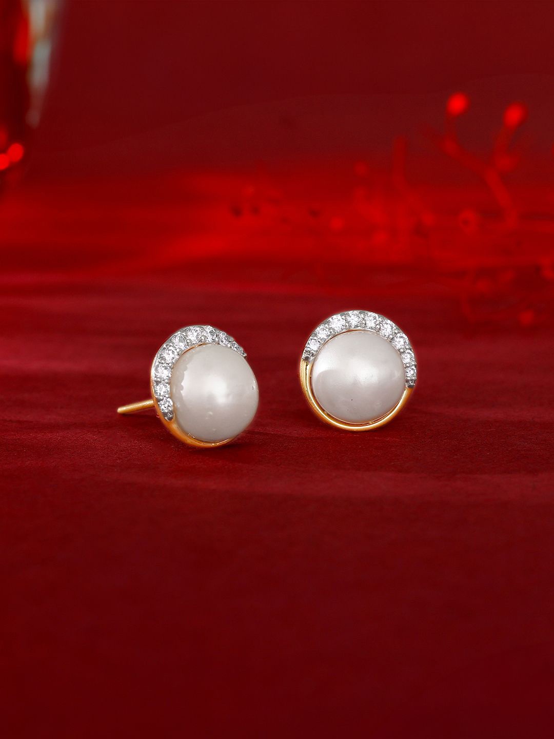 

GIVA 14K Gold Graceful Pearl Diamond Studs