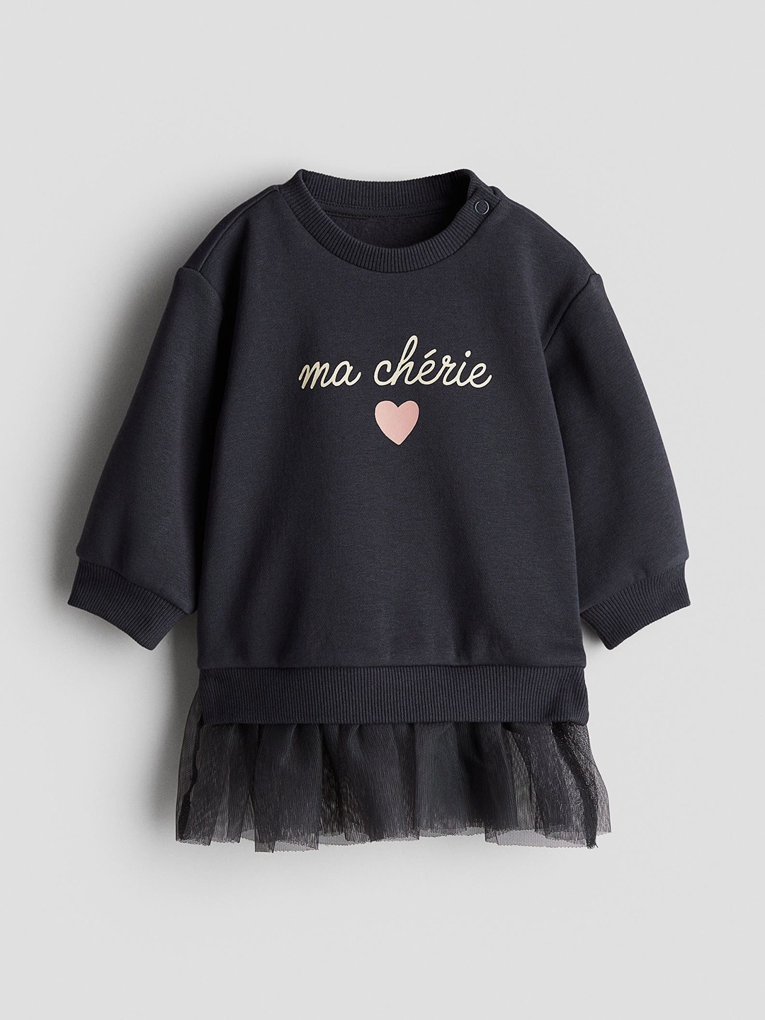 

H&M Girls Printed Tulle-Skirt Sweatshirt Dress, Black