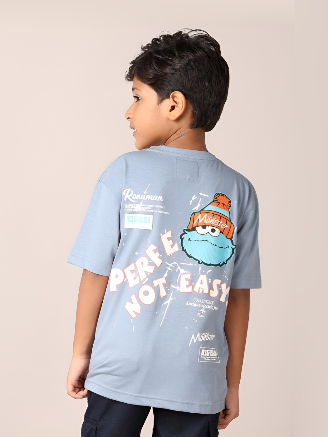 

V-Mart Boys Typography Printed Round Neck Cotton T-shirt, Blue