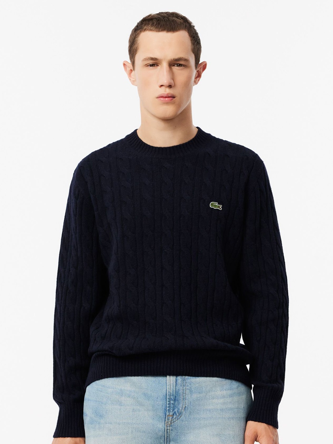 

Lacoste Men Cable Knit Woollen Pullover, Blue