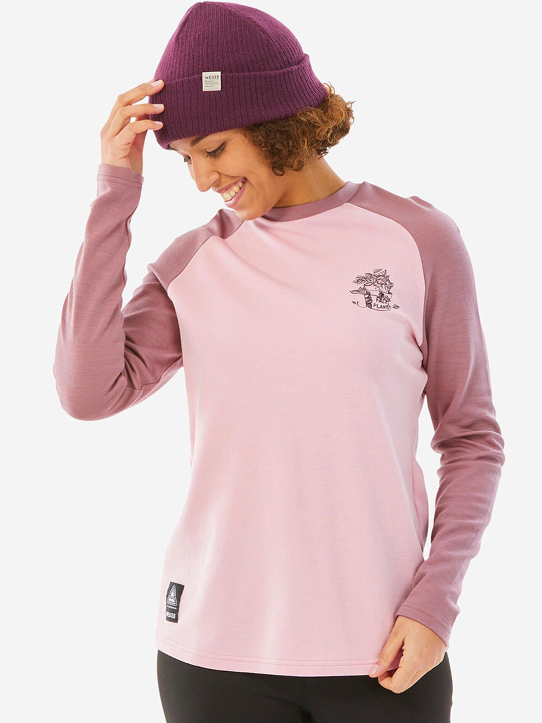 

WEDZE By Decathlon Women Colourblocked Warm Thermal Top, Pink
