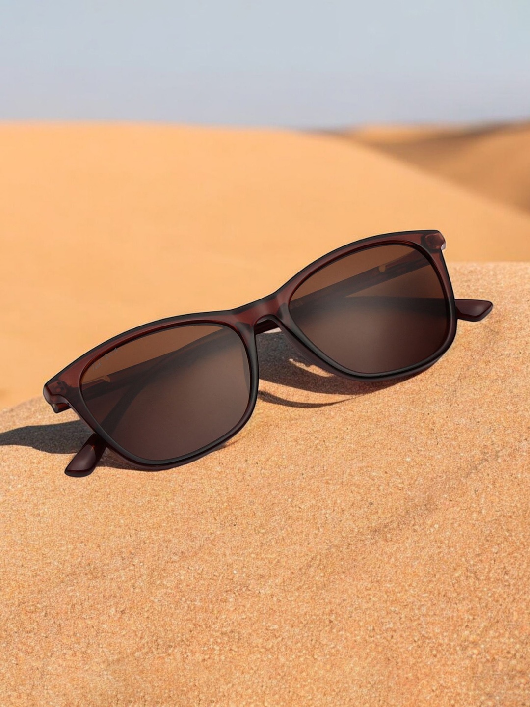 

Ted Smith Unisex Cateye Sunglasses with Polarised and UV Protected Lens, Brown