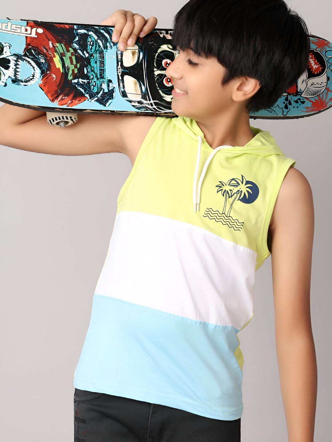 

V-Mart Boys Colourblocked Round Neck Cotton T-shirt, Yellow