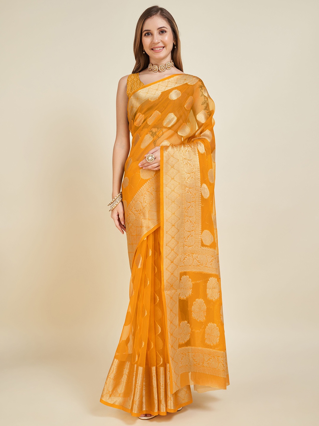 

Kriyansh Woven Design Ethnic Motifs Tussar Saree, Yellow