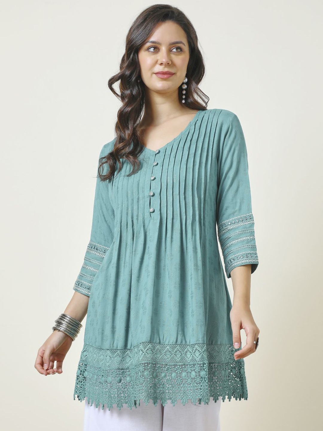 

Soch Women Embroidered Tunic, Teal