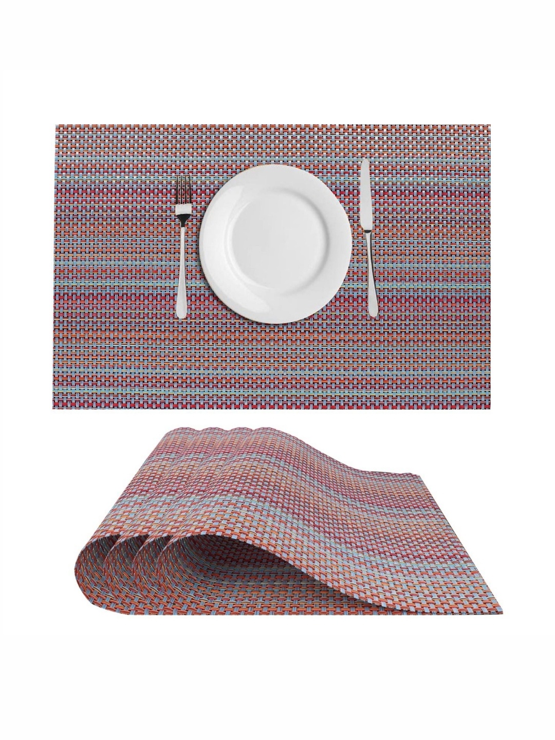 

LooMantha Purple 4 Pieces Striped Rectangular Table Placemats