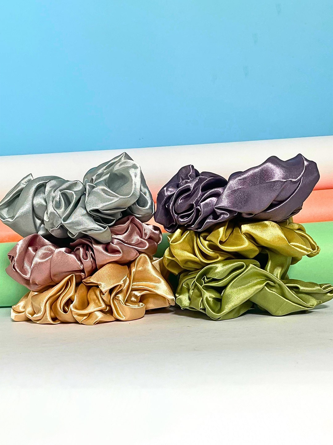 

MANSIYAORANGE Women Set of 6 Ponytail Holders, Green