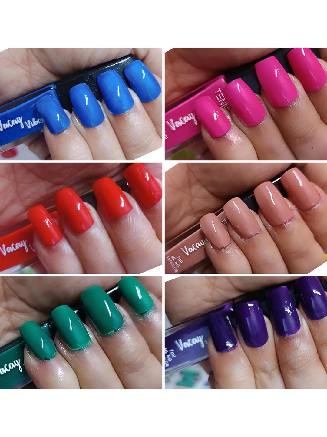 

Tenno Vacay Vibe High Shine Nail Polish - 7 ml - Combo - 6V1, Multi