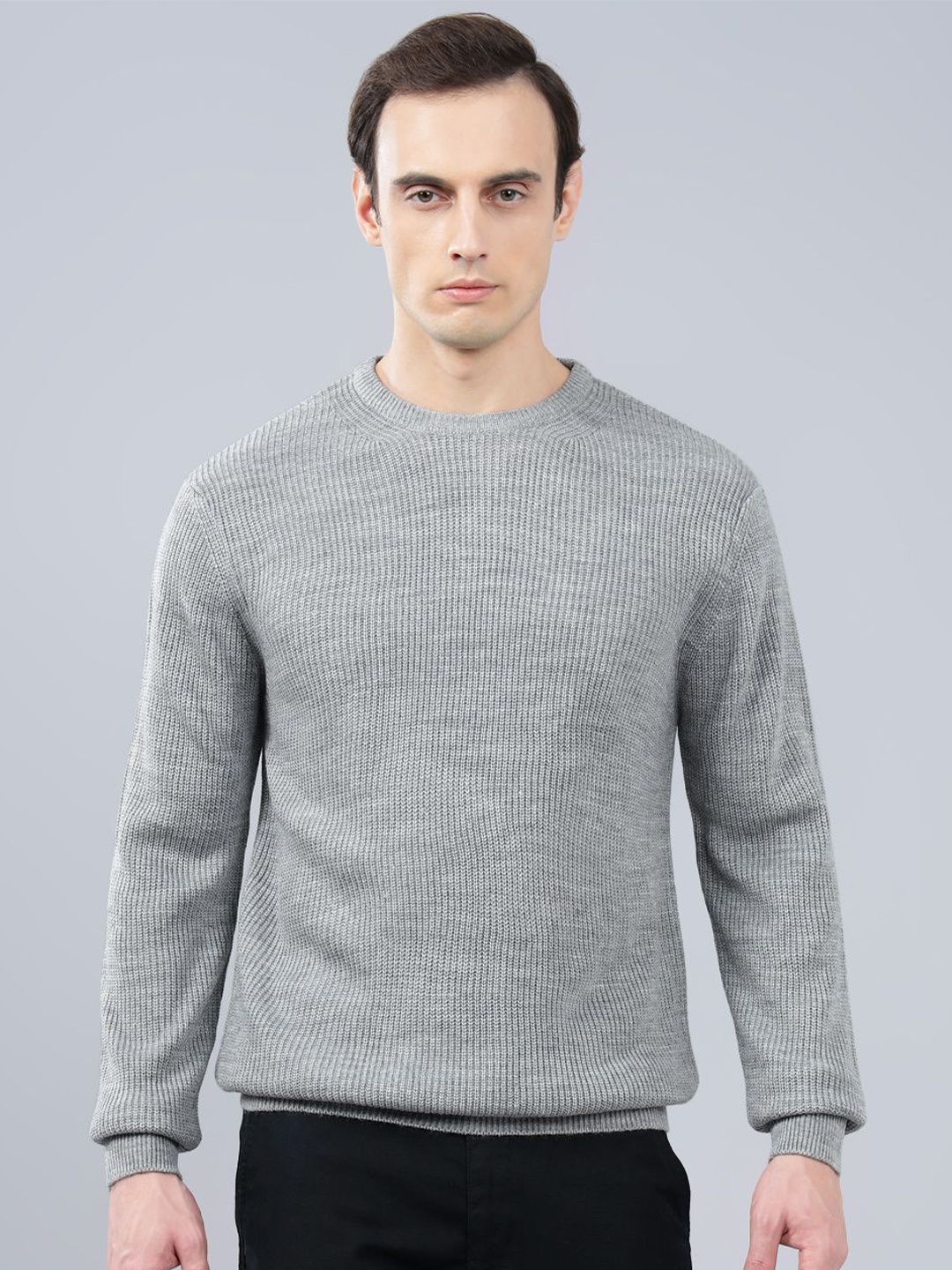 

Cantabil Men Ribbed Pullover, Grey