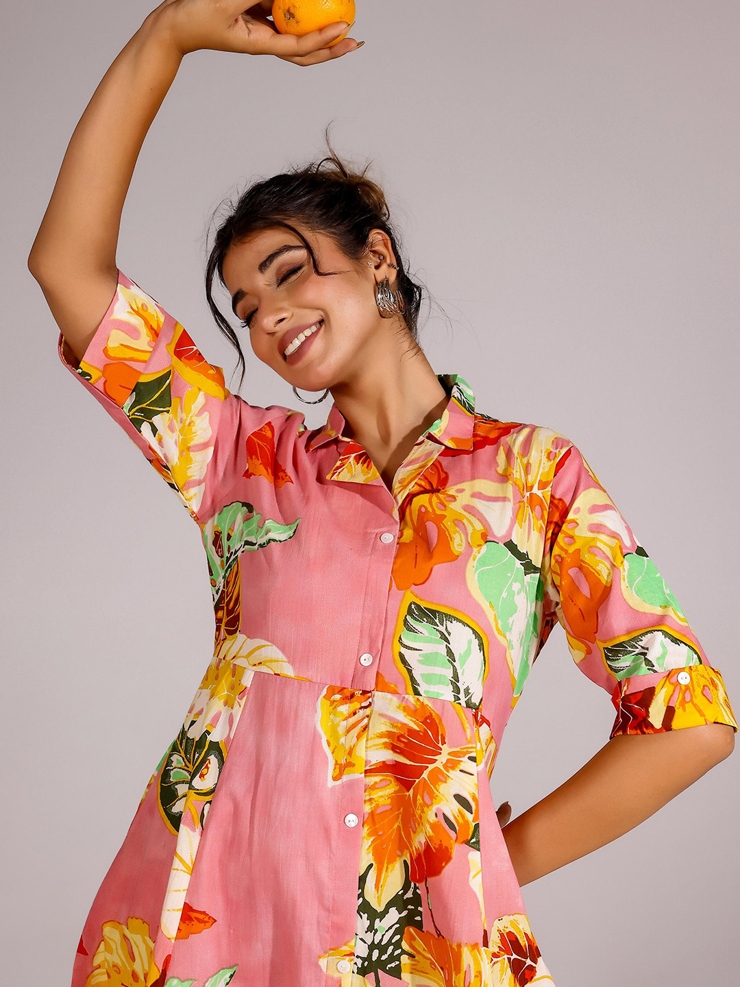 

FLAVIA CREATION Women Floral Printed A-Line Dress, Yellow