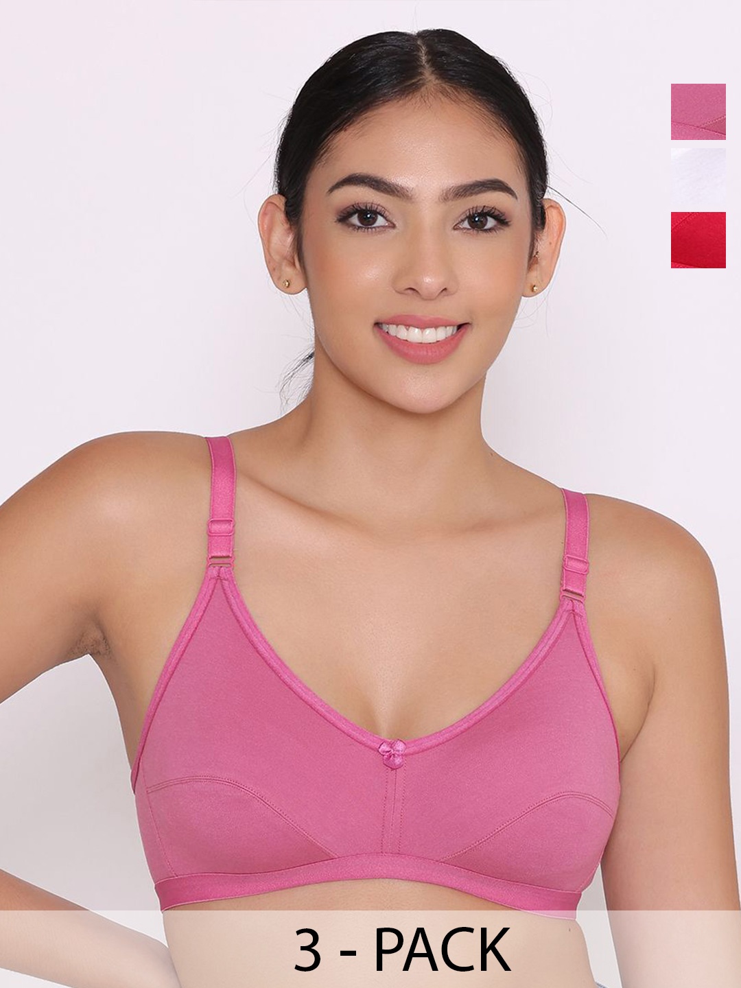 

INKURV Pack Of 3 Full Coverage Everyday Bra, White