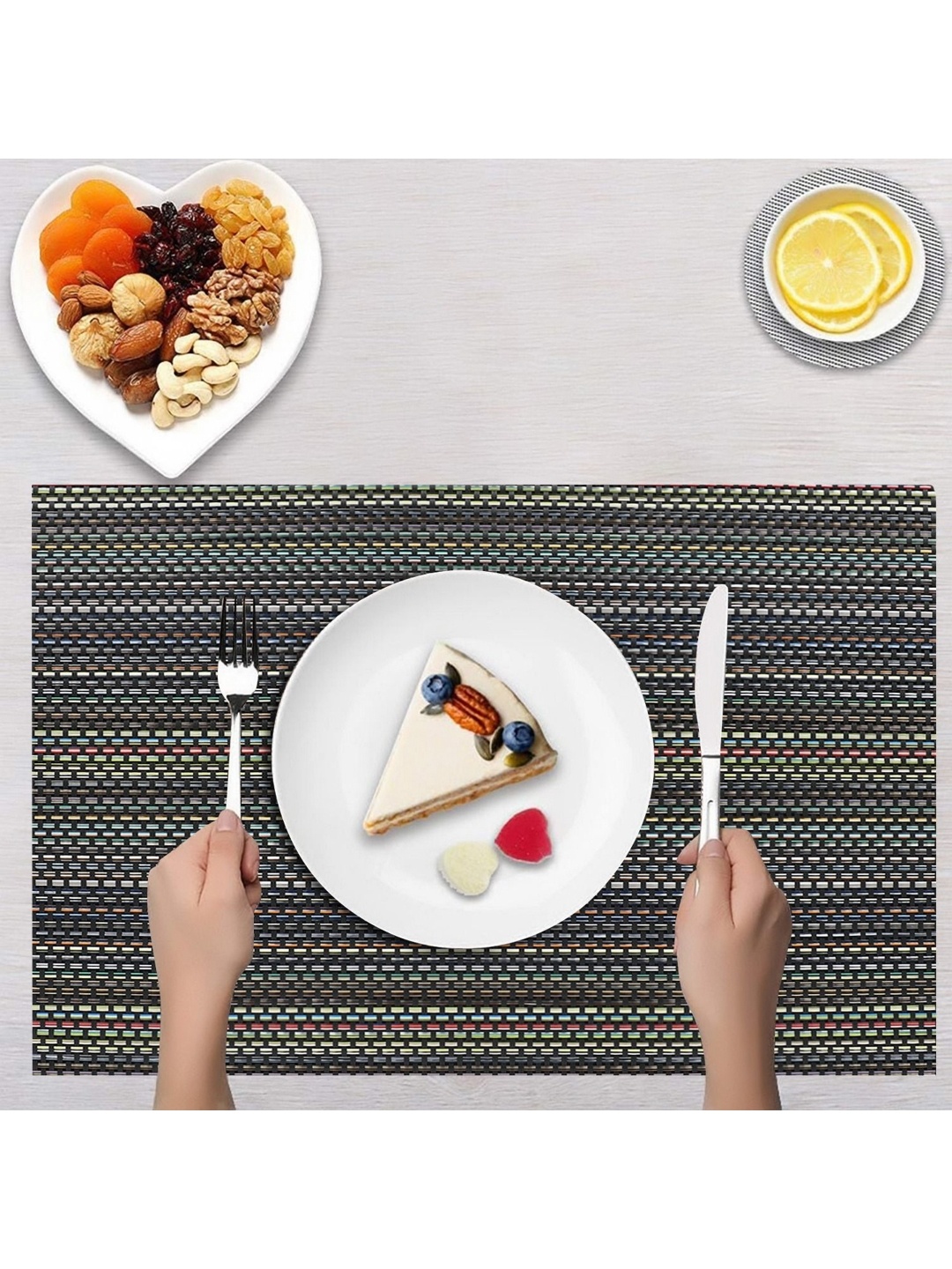 

LooMantha Green & Black 2 Pieces Striped Table Placemats