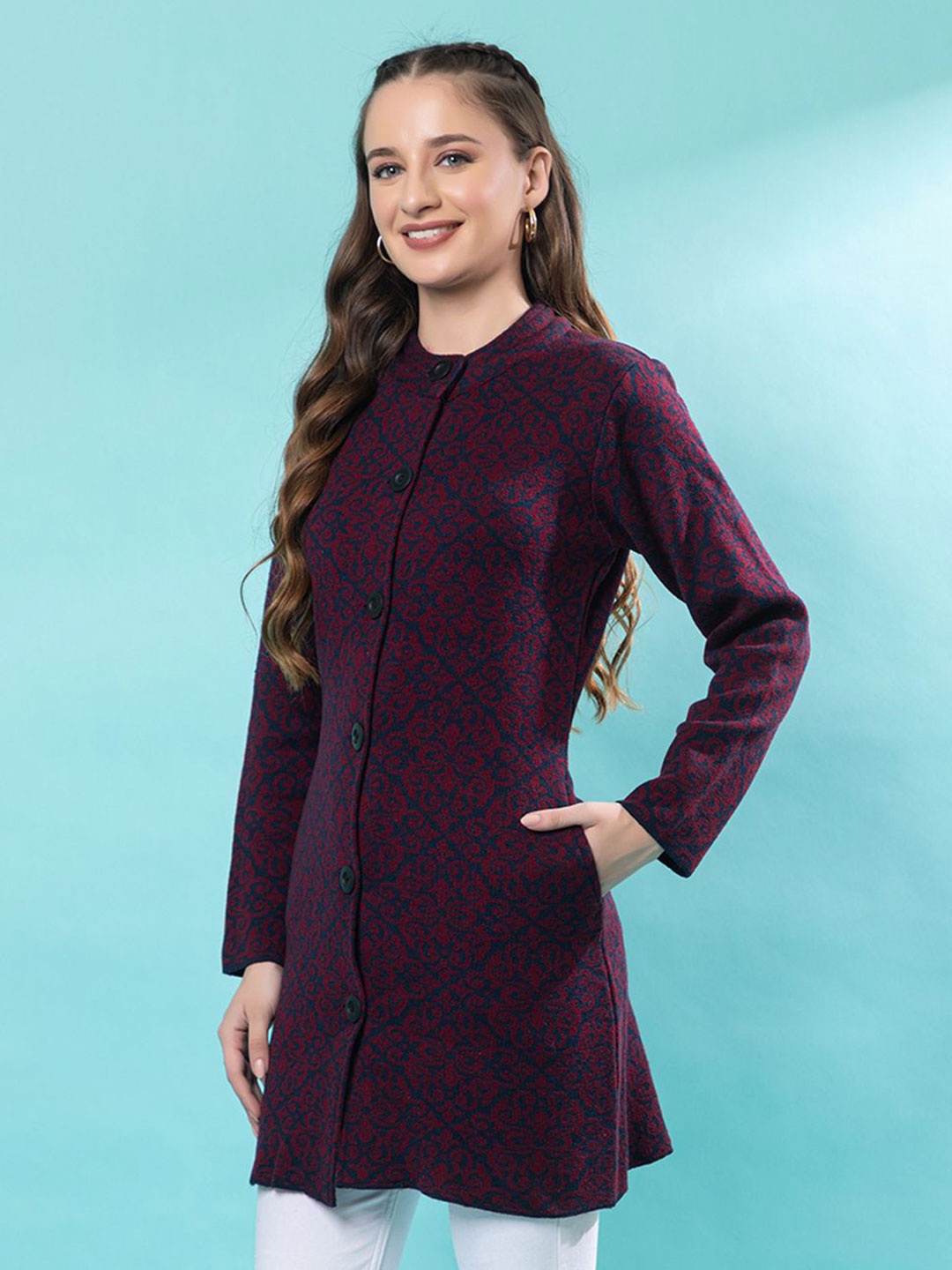 

Anouk Women Floral Printed Cardigan, Navy blue
