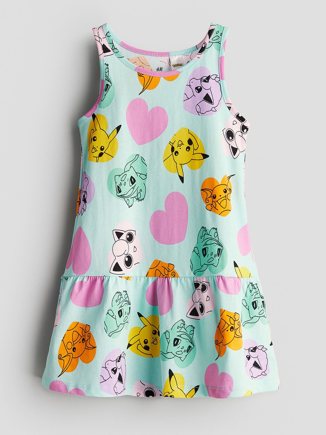 

H&M Girls Printed Cotton Dress, Turquoise blue