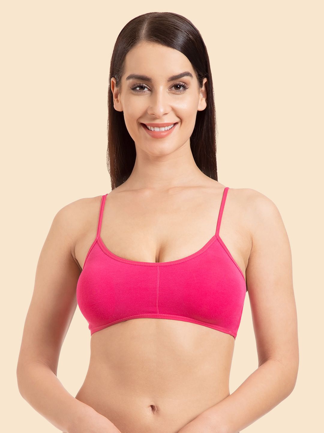 

Joomie Medium Coverage Removable Pad Caged Back Sports Bra, Pink