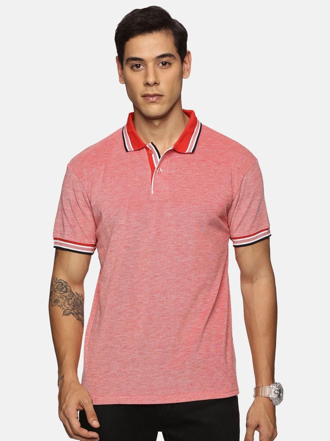 

THIRD QUADRANT Men Solid Polo Collar T-shirt, Red