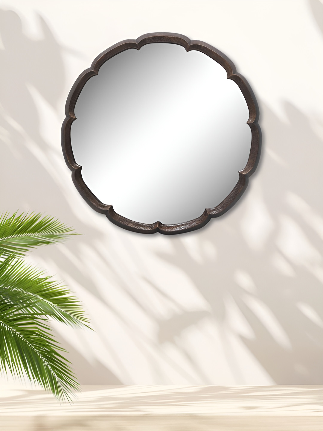 

Metalsmith Brown Round Shape Wall Hanging Mirror