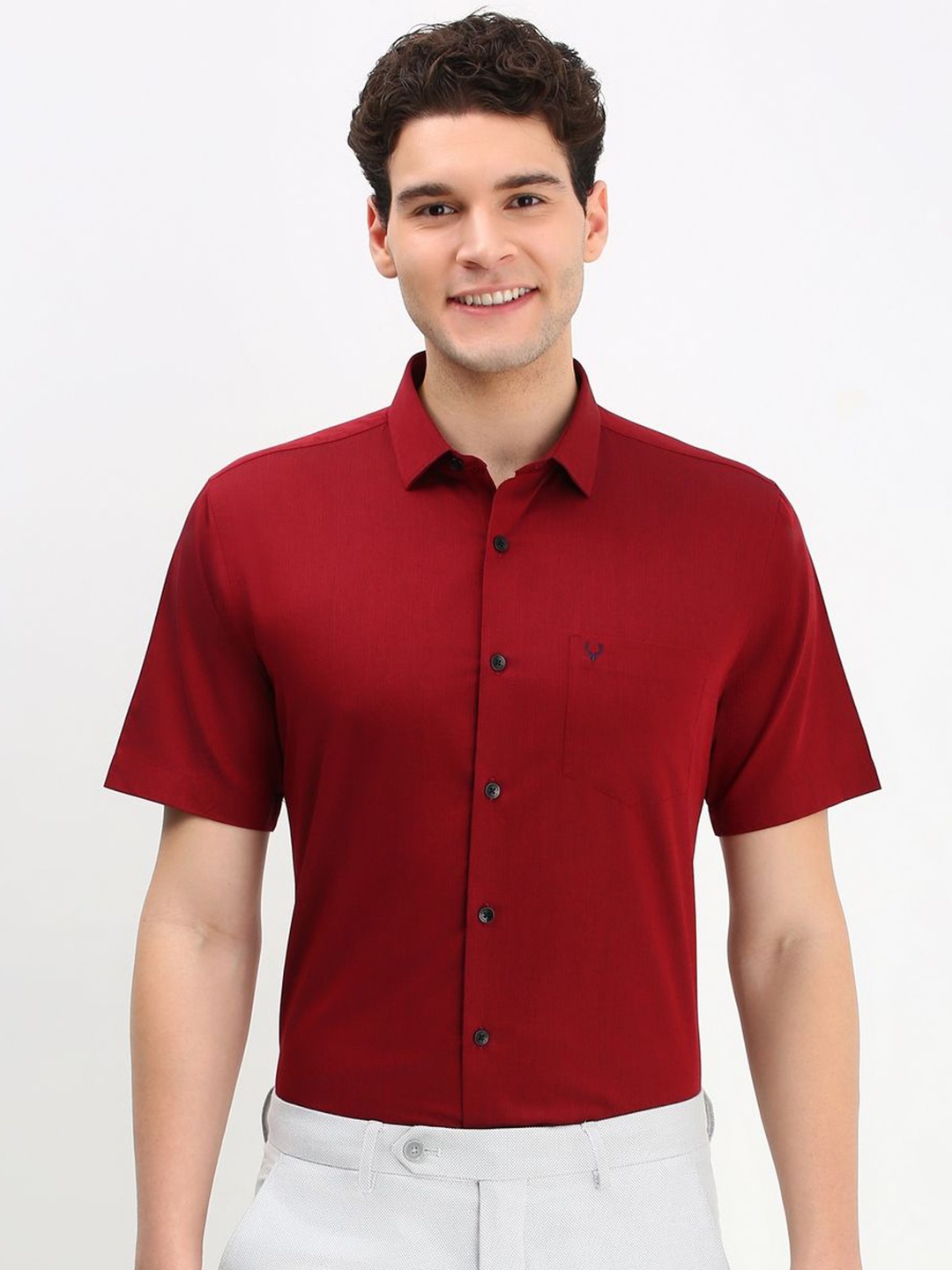 

Allen Solly Men Solid Cotton Slim Fit Formal Shirt, Maroon