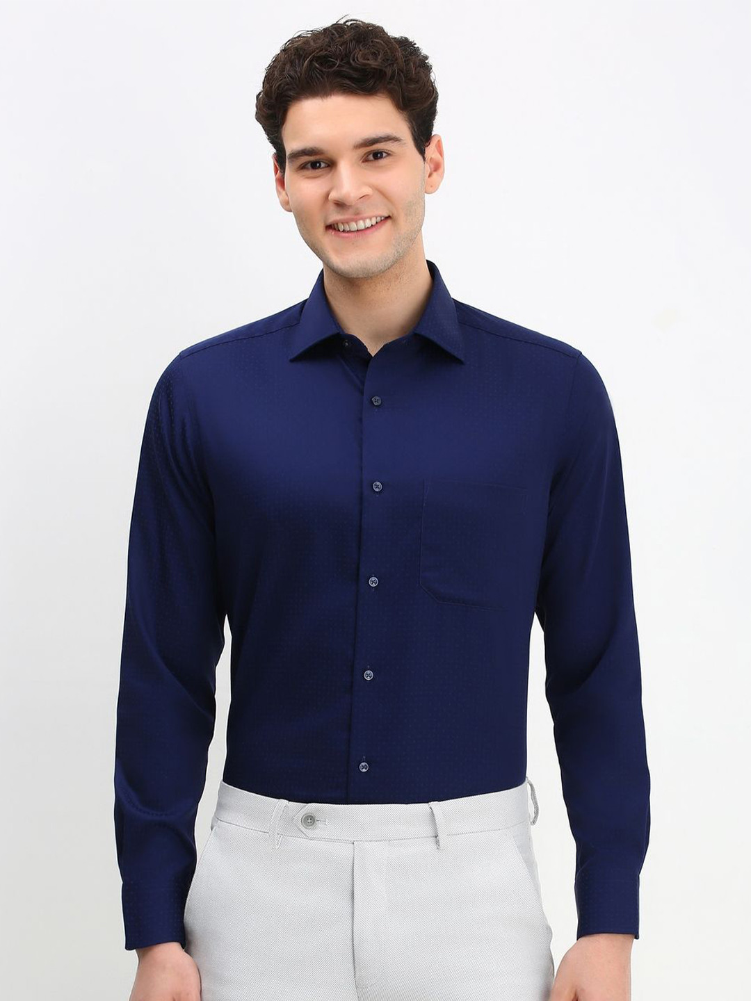 

Allen Solly Sport Men Solid Cotton Formal Shirt, Navy blue
