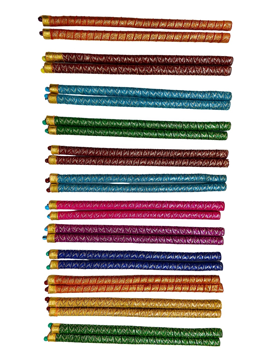 

BAISA Blue & Green 24 Pieces Lace Garba Dandiya Dance Sticks