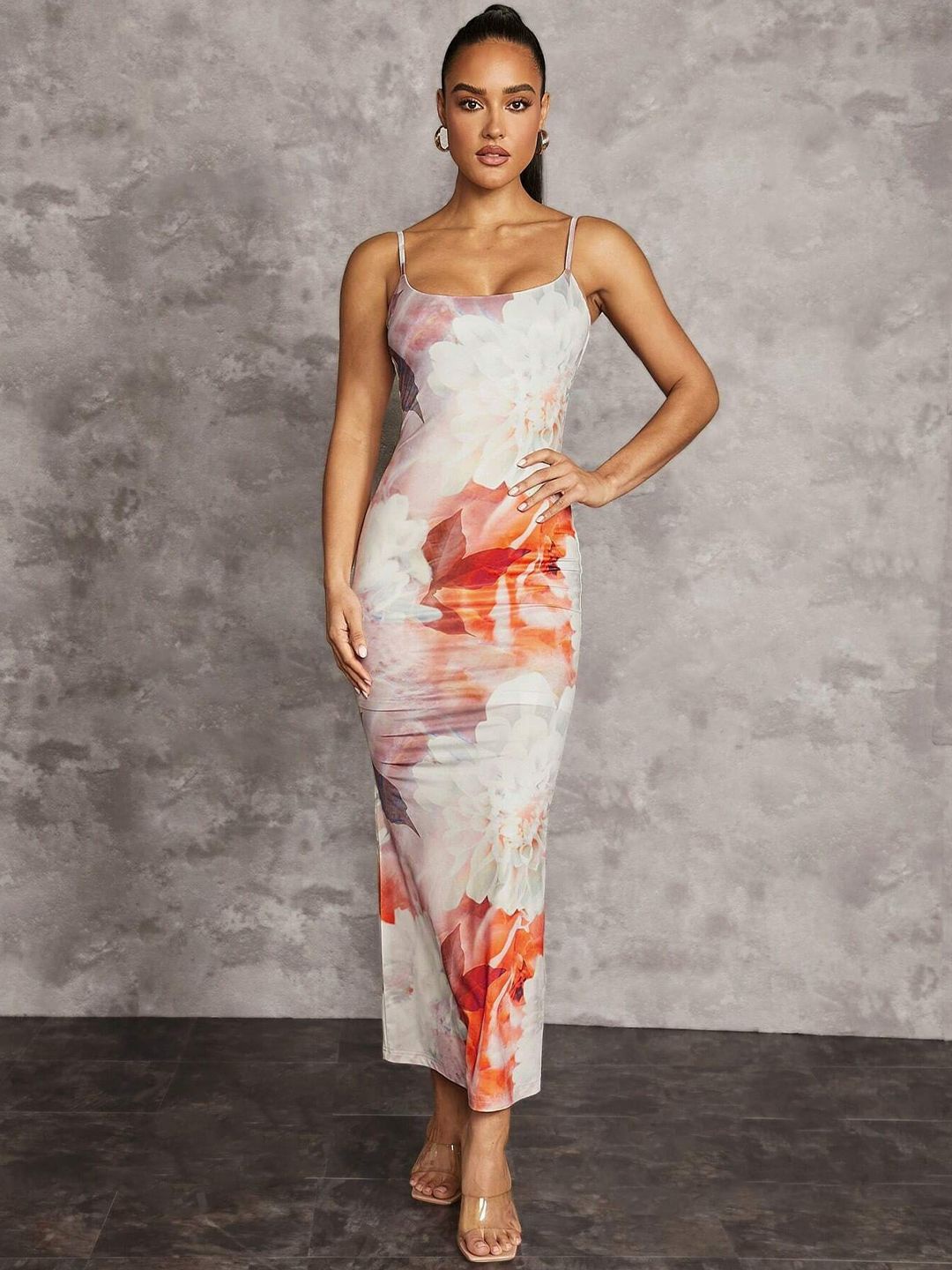 

TANDUL Floral Print Maxi Dress, White