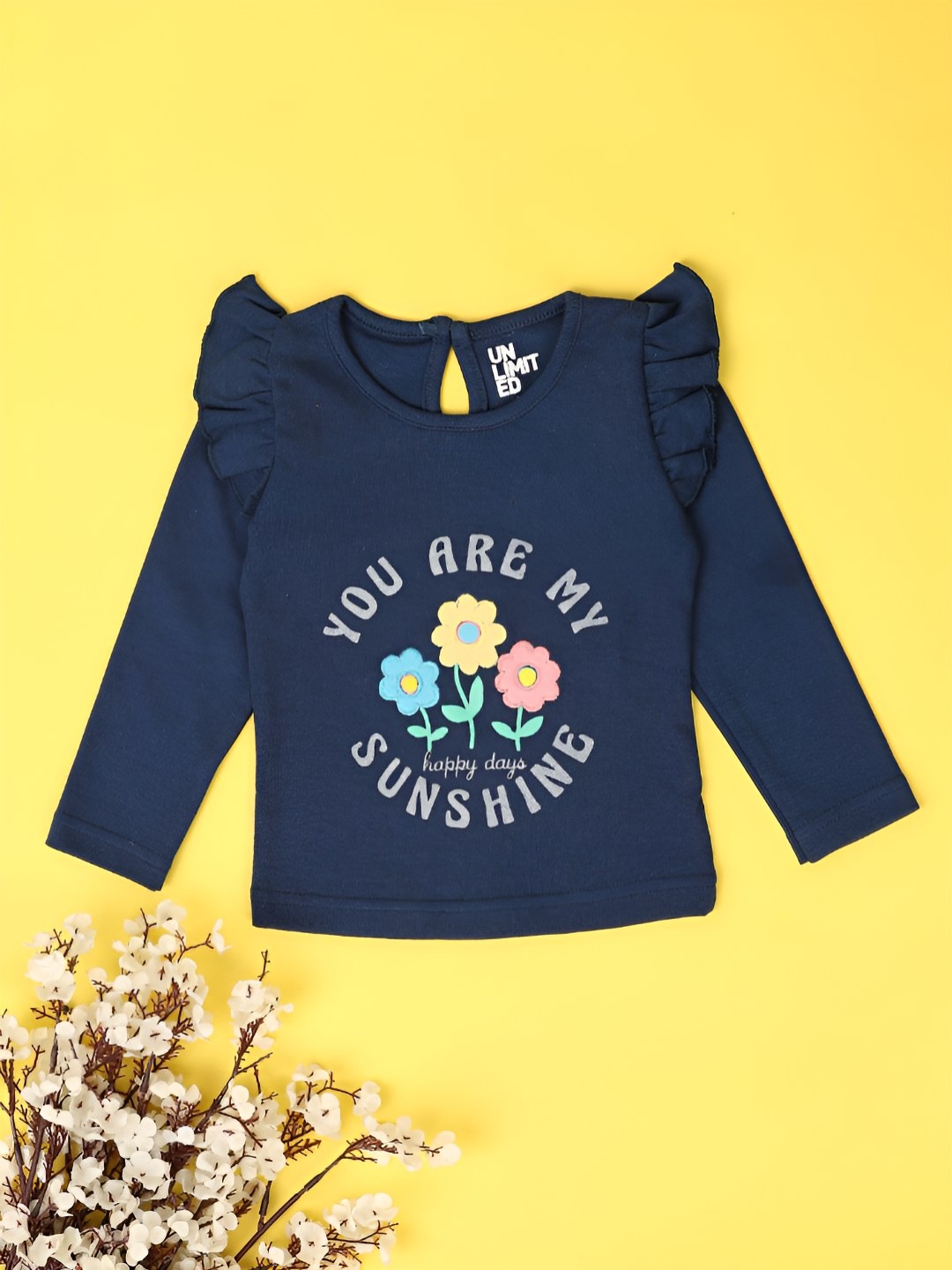 

V-Mart Girls Typography Printed Round Neck Cotton T-shirt, Blue
