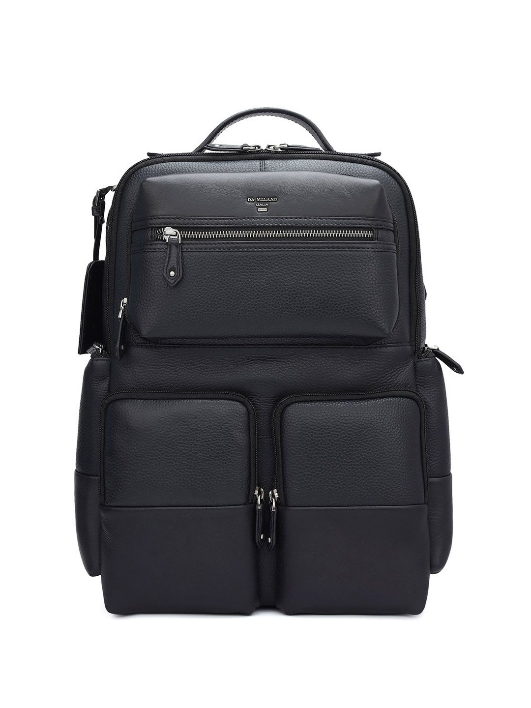 

Da Milano Men Black Textured Leather Casual Backpack