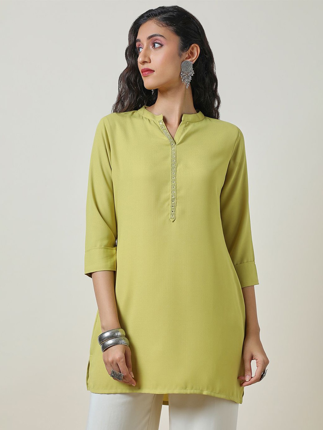 

Soch Women Embellished Mandarin Collar Tunic, Yellow