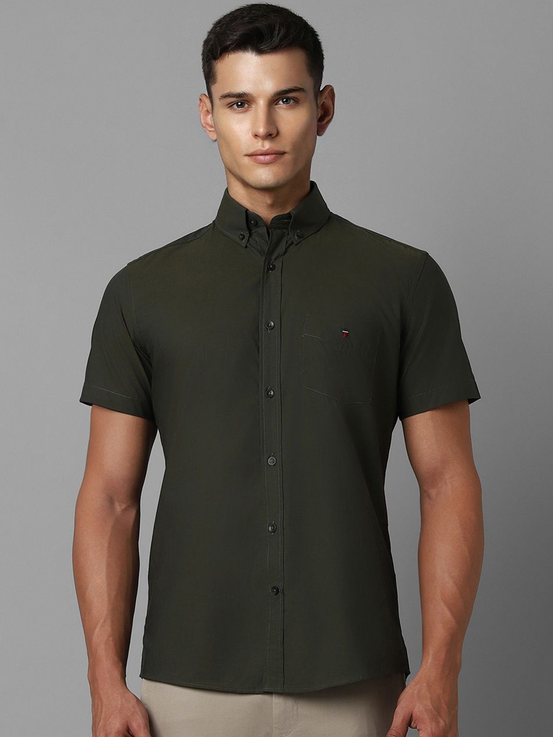 

Louis Philippe Sport Men Button-Down Collar Slim Fit Shirt, Olive