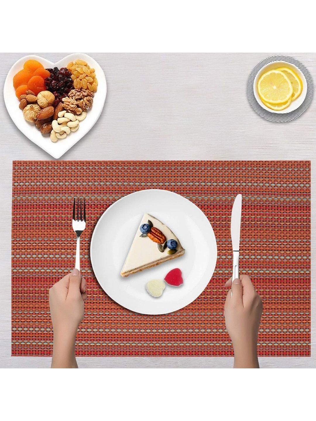 

LooMantha Maroon 2 Pieces Striped Rectangle Shape Table Placemats