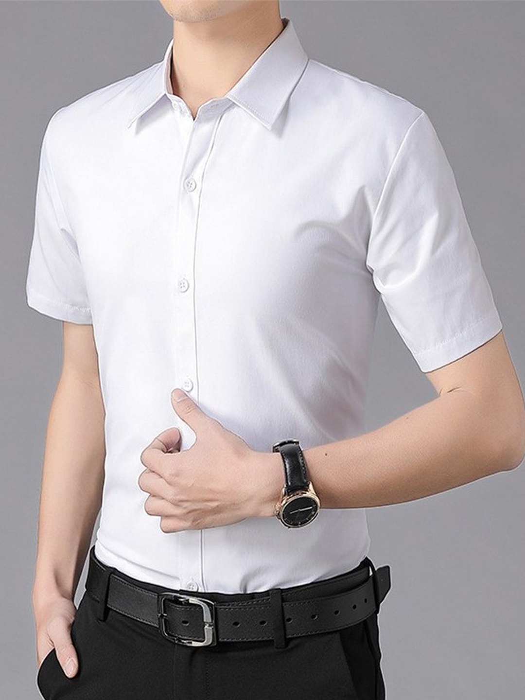 

StyleCast Men Relaxed Regular Fit Spread Collar Cotton Shirt, White