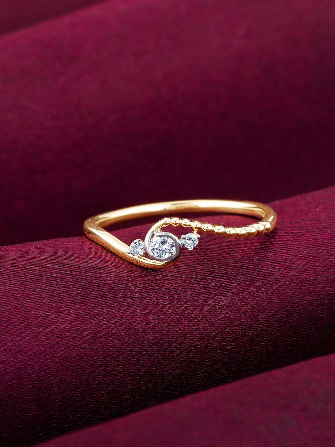 

GIVA 14K Yellow Gold Classic Curvy Diamond Ring, Fixed Size, Indian - 12, US - 6