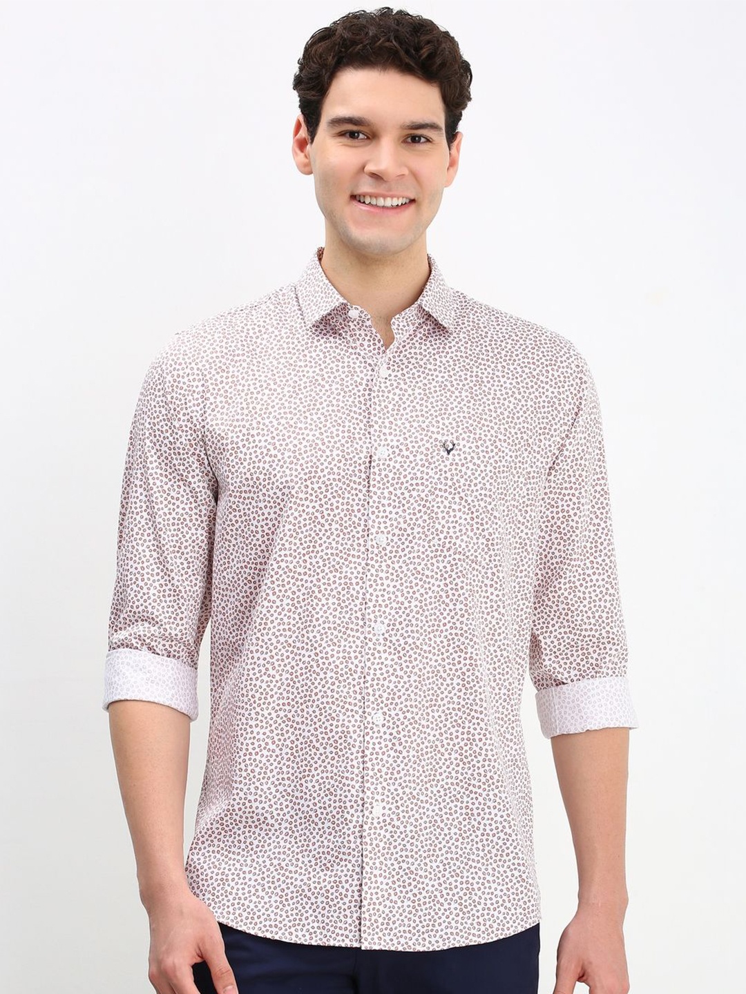 

Allen Solly Men Floral Printed Cotton Slim Fit Casual Shirt, White