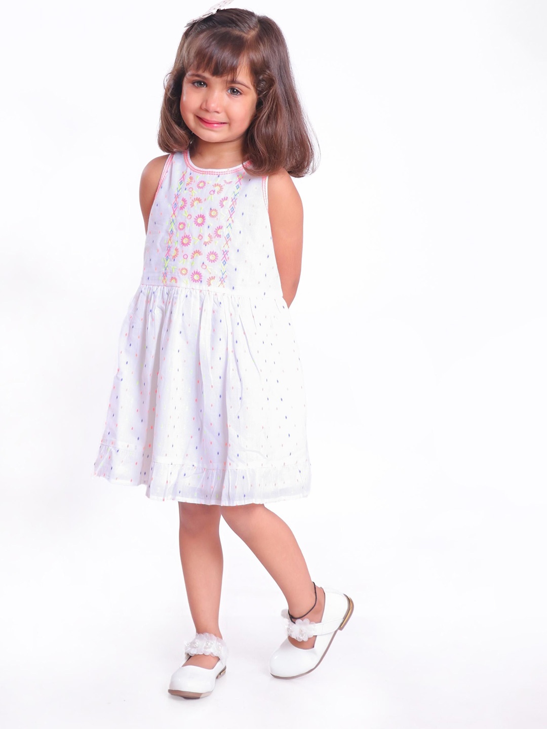 

Miyo Girls Floral A-Line Dress, White