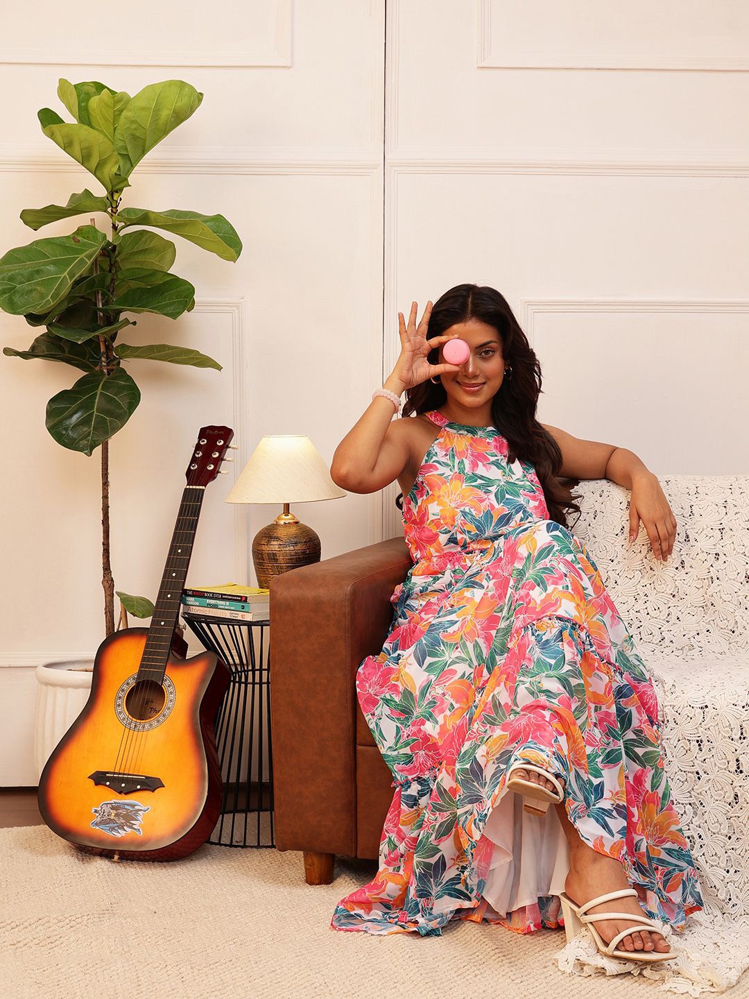 

QUIERO Women Floral Printed Fit & Flare Maxi Dress, Multi