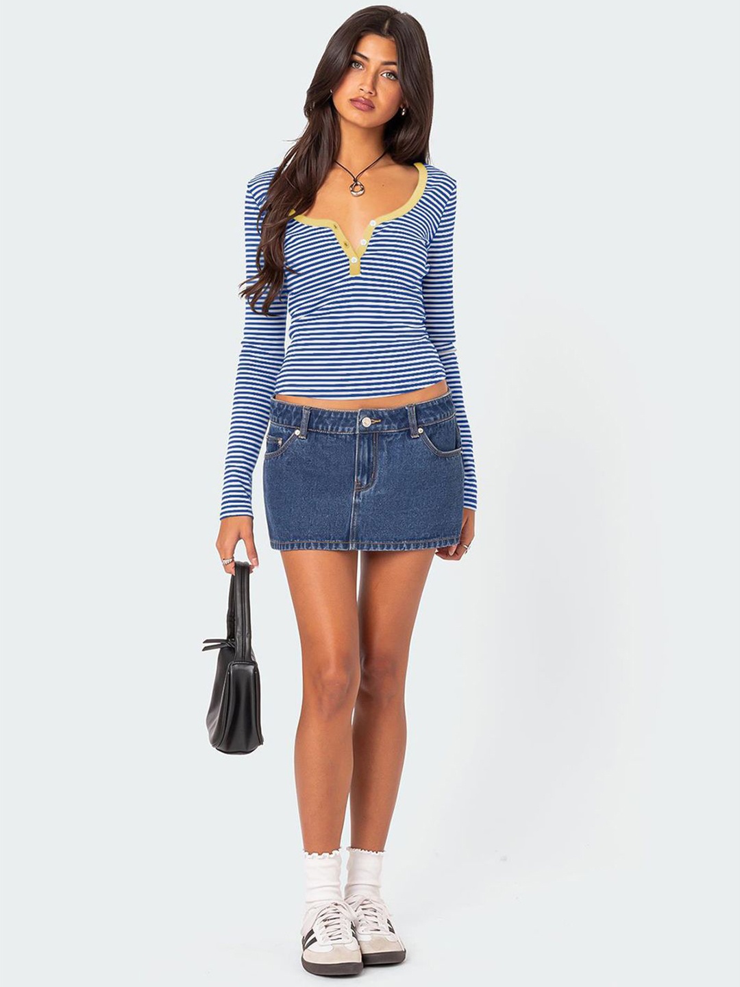 

JC Mode Women V-Neck Long Sleeves Regular Top, Blue