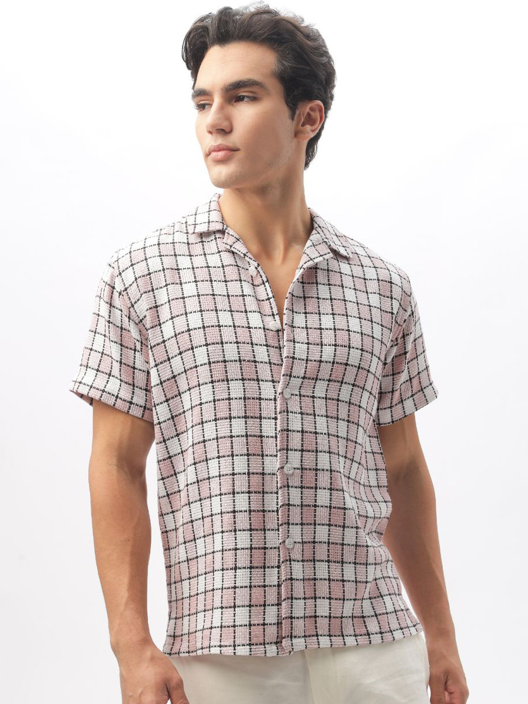 

HAMPTONS Men Cotton Towel Knit Casual Shirt, Pink