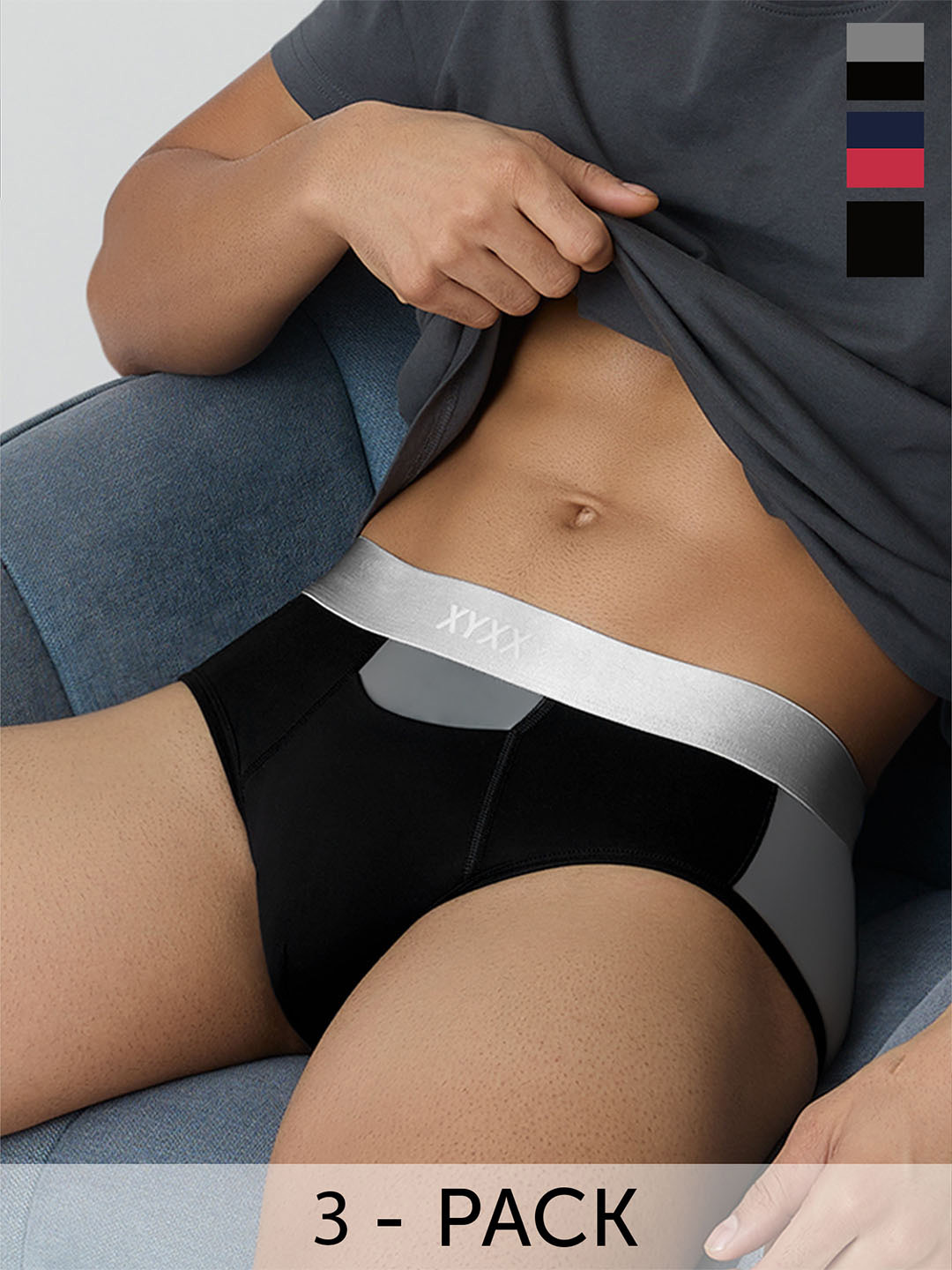 

XYXX Men IntelliSoft Antimicrobial Micro Modal Pack of 3 Illuminati Briefs XYBRF3PCKN349, Black