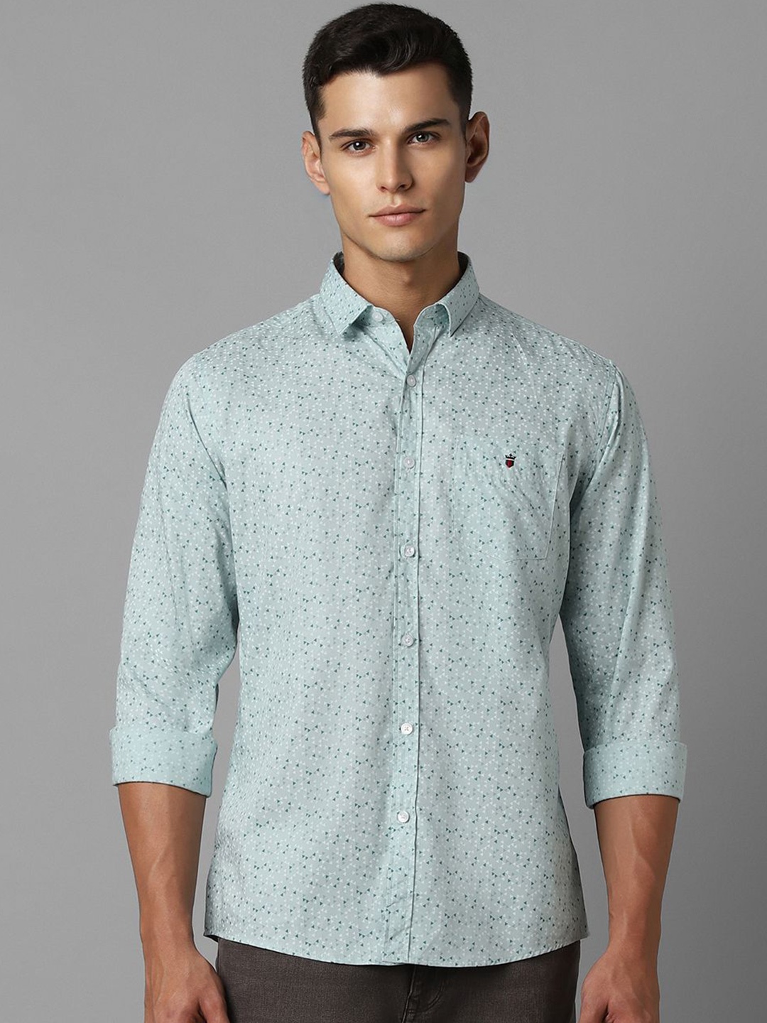 

Louis Philippe Sport Men Spread Collar Slim Fit Printed Shirt, Green