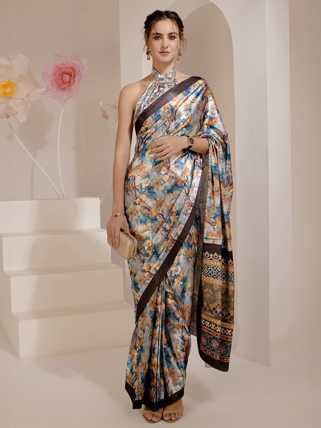 

BAESD Pure Silk Banarasi Saree, Brown