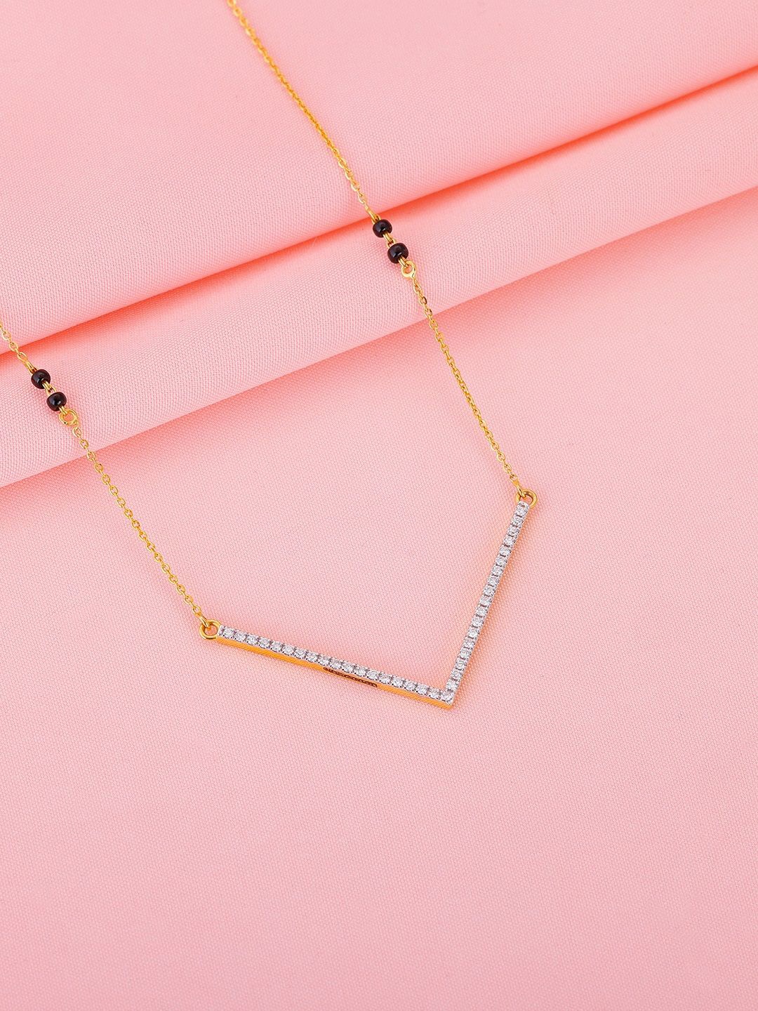 

GIVA 18K Yellow Gold Glossy Diamond Mangalsutra