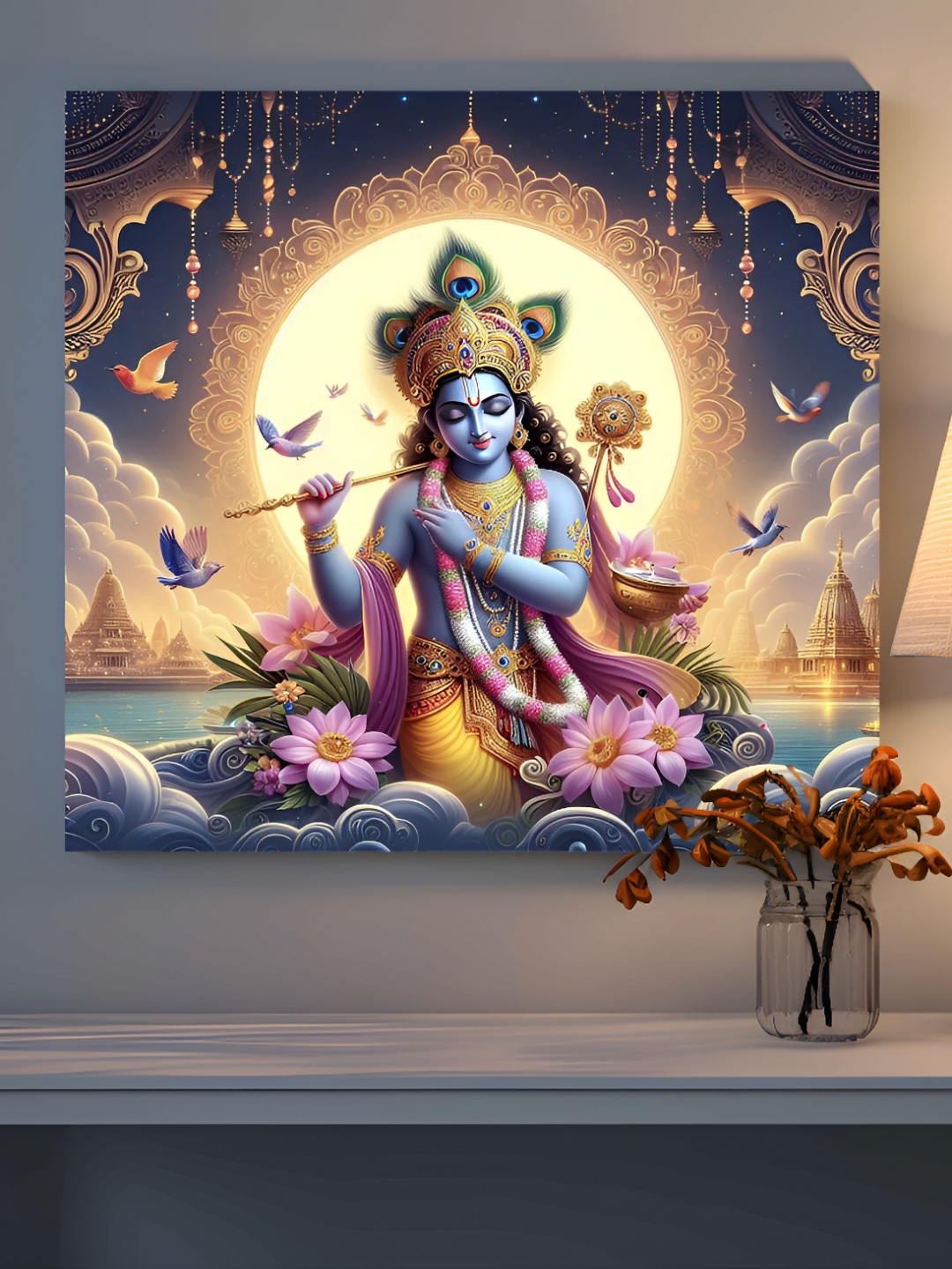 

SAF Blue & Gold-Toned Wooden Religious Wall Paintings