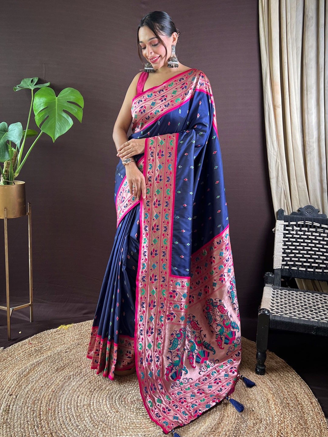 

Panzora Woven Design Zari Paithani Saree, Blue