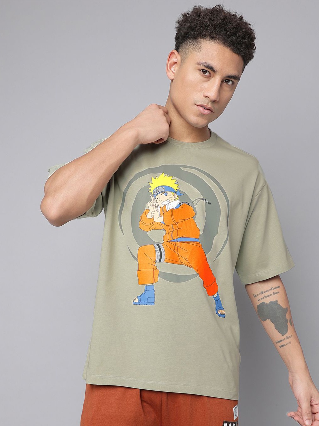 

Free Authority Naruto Printed Pure Cotton Oversized T-Shirt, Grey