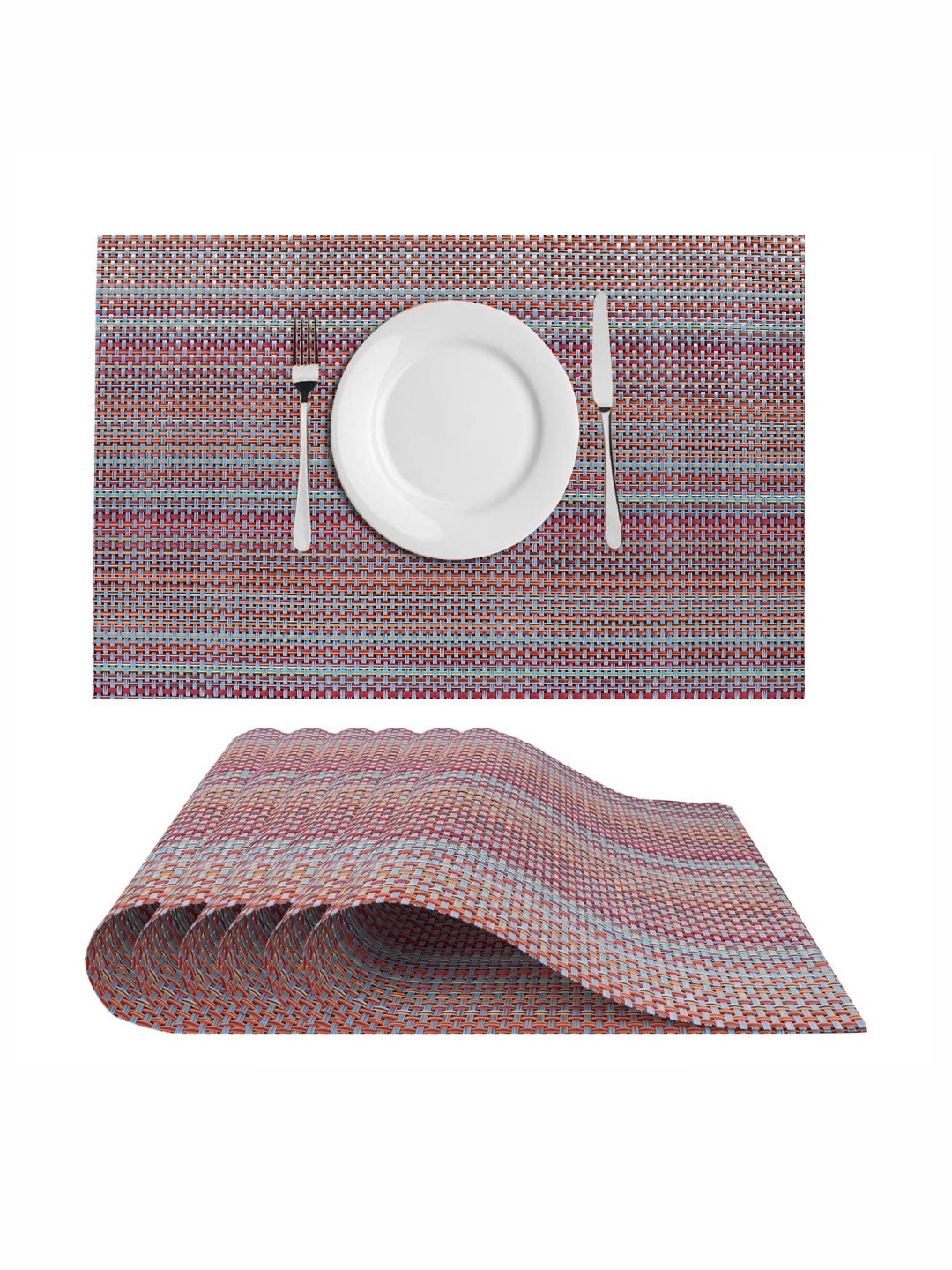 

LooMantha Purple & Pink 6 Pieces Striped Table Placemats