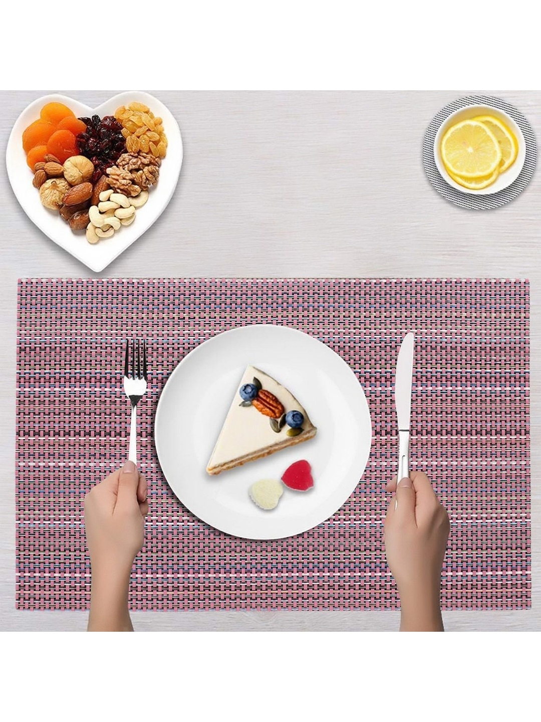 

LooMantha Brown 6 Pieces Self Design Rectangle Table Placemats