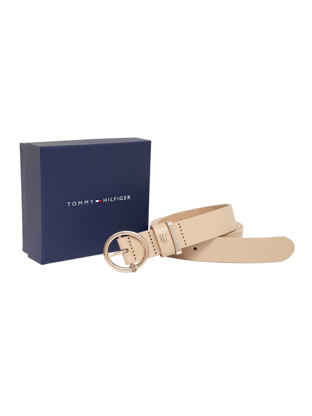 

Tommy Hilfiger Women Textured Leather Belt, Beige