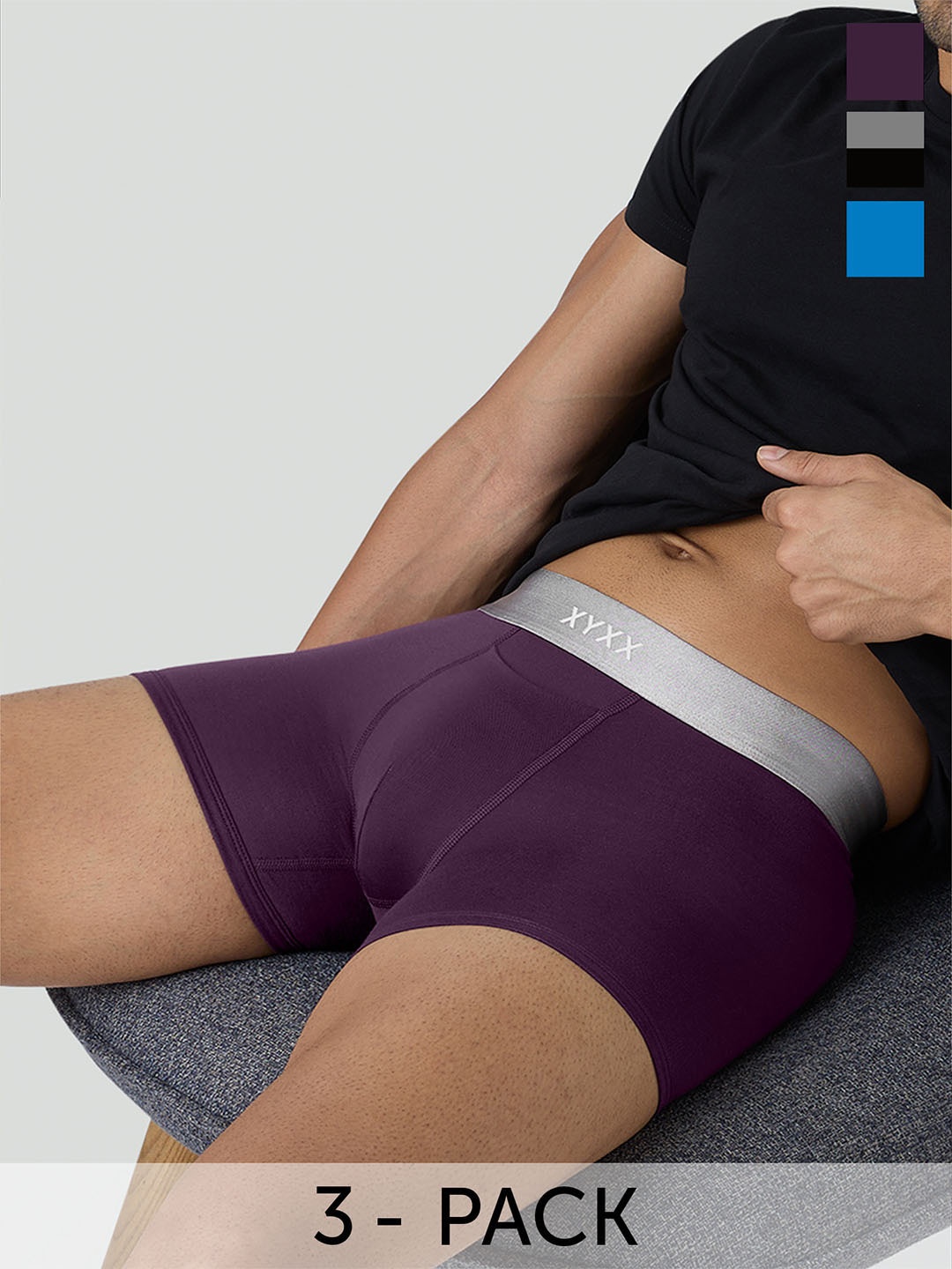 

XYXX Pack Of 3 Modal Antimicrobial Micro Modal Trunks, Black